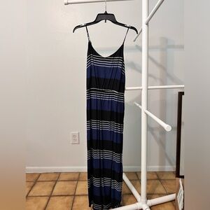 Old Navy Strappy Striped Black and Blue Maxi Dress